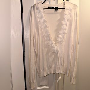 White ruffled cardigan